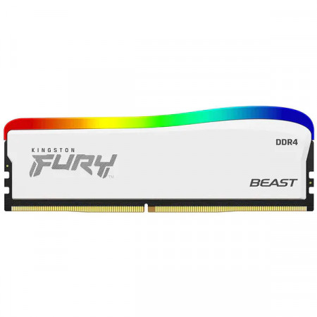 Memorie RAM Kingston Fury Beast White, DIMM, DDR4, 8GB, CL16, RGB, 3200MHz