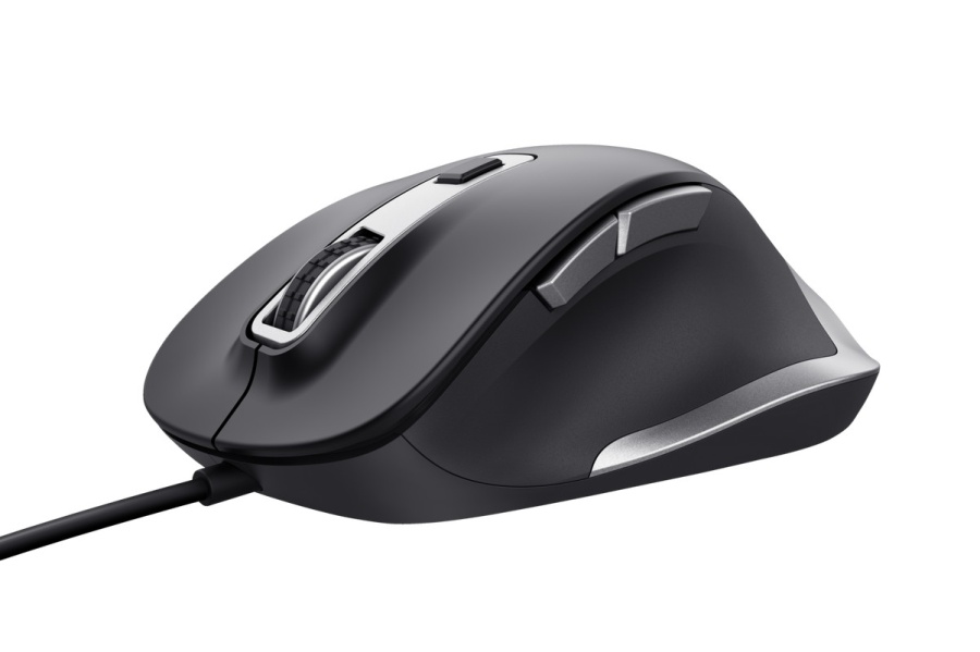 Mouse Trust Fyda cu fir, optic, interfata USB 2.0 rezolutie maxima 5000 DPI, 6 butoane, negru - Img 2