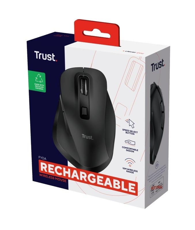 Mouse Trust Fyda ergonomic, reincarcabil, wireless RF 2.4GHz, USB2.0, 6 butoane, rezolutie 2400 DPI, negru - Img 11