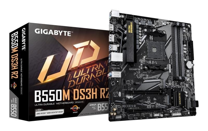 Placa de Baza GIGABYTE B550M DS3H R2 AM4, 4x DDR4, 1x DP 1x HDMI, 2x PCIE 4.0 x16 1x PCIE 3.0 x1, 2x M.2, 4x SATA 6GB/s, mATX - Img 2