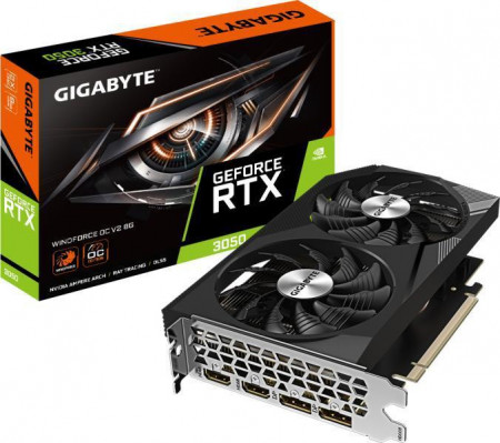 Placa Video GIGABYTE GEFORCE RTX 3050 WINDFORCE OC 8G V2 GDDR6 128 bit PCIE 4.0, 2x DP 2x HDMI
