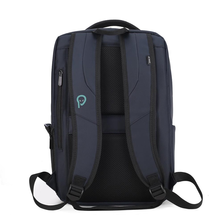 Rucsac Spacer pentru notebook de max. 15.6″, 1 compartiment, buzunar frontal x 2, buzunar lateral x 2, waterproof, poliester, albastru - Img 3