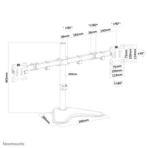 Suport Monitor de Birou Dual, Neomounts by Newstar FPMA-D550DDBLACK , 10" - 32", VESA 100x100, suporta pana la 8kg, negru - Img 2