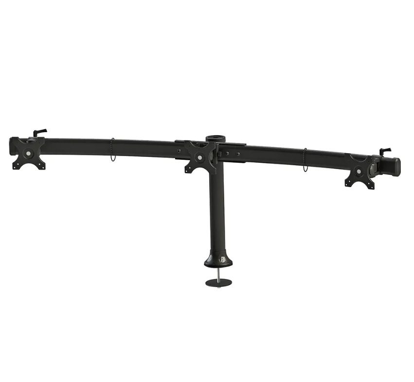 Suport triplu monitor de birou Neomounts FPMA-D700DD3; pentru display- uri cu diagonale 10"-27", sistem de prindere VESA 75x75~100x100, greutate maxima suportata 8kg - per ecran, swivel +45°, rotate +360°; inaltime reglabila manual 340-450mm; culoare - Img 2
