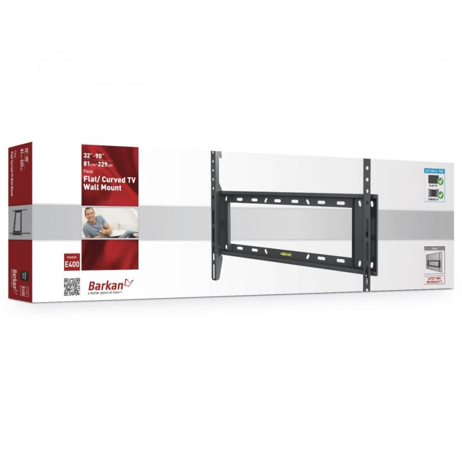 Suport TV de perete, Barkan E400+.B, Fix, 32"- 90", VESA 600 x 400 mm, suporta pana la 60kg, negru - Img 2