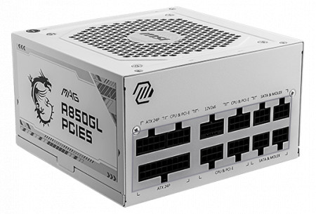 Sursa MSI MAG A850GL PCIE5 WHITE 80 PLUS Gold (up to 90%), fan size 120mm, Active PFC 850W