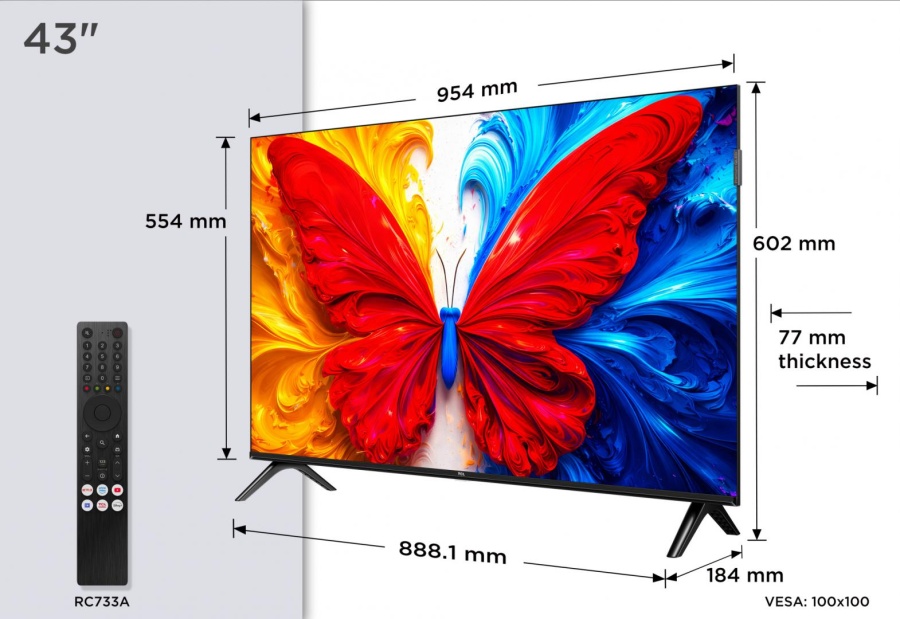 Televizor TCL QLED 43S5L, 108 cm, Smart Android TV, Full HD, Clasa F (Model 2026) - Img 3