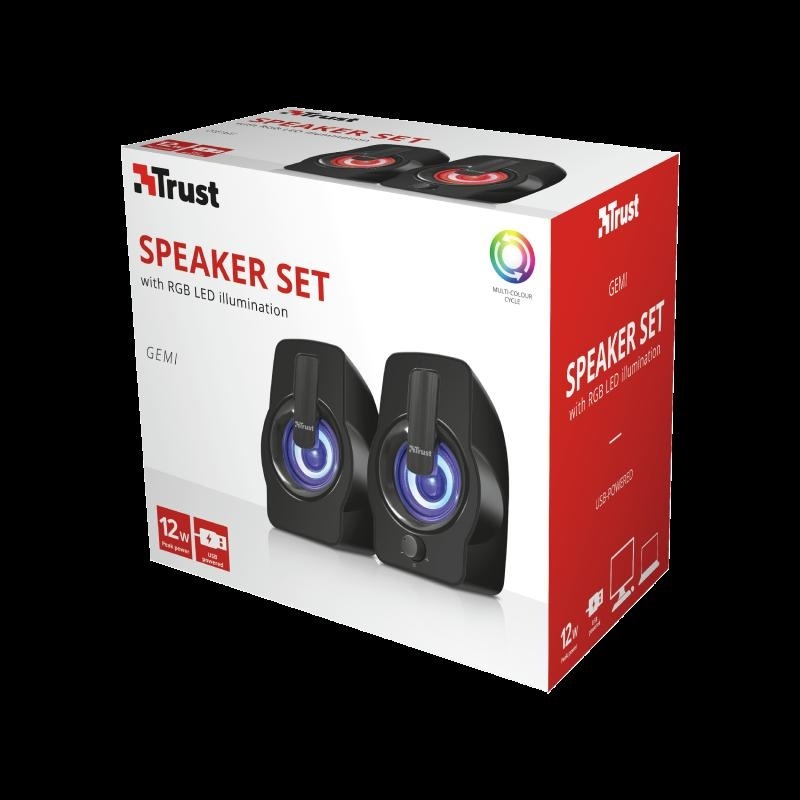 Boxe Stereo Trust Gemi RGB 2.0 Speaker, 6W, negru - Img 4