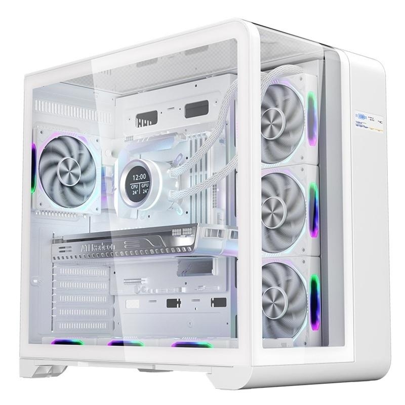 Carcasa 1stPLAYER Gaming RT7-wh, afisaj digital, 4 ventilatoare aRGB infinity efect, telecomanda, ATX, alb - Img 2