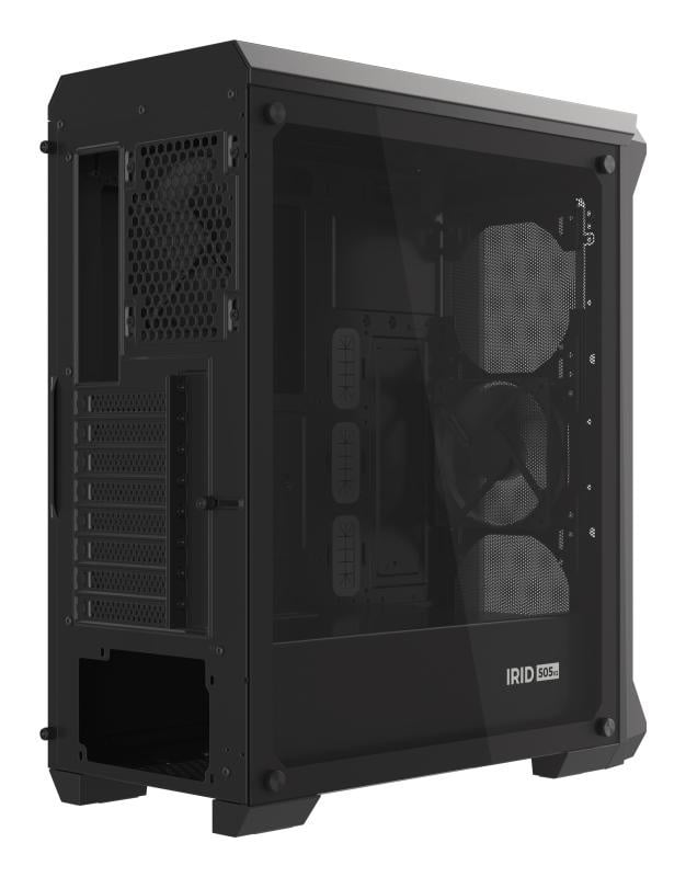 Carcasa GENESIS IRID 505 V2 Mid Tower NEGRU, Tempered Glass, Sloturi Expansiune 8, Drive Bays: 2x3.5" 7x2.5", Ventilatoare Suportate: 6 (spate: 1x120mm, fata: 3x120mm sau 2x140mm, sus: 2x120mm sau 2x140mm), Ventilatoare Incluse: 4 (2x120mm), Format Placa - Img 7