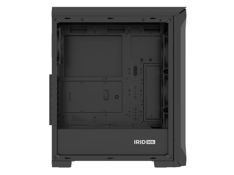 Carcasa GENESIS IRID 505F Mid Tower NEGRU, Tempered Glass, Sloturi Expansiune 8, Drive Bays: 2x3.5" 7x2.5", Ventilatoare Suportate: 6 (spate: 1x120mm, fata: 3x120mm sau 2x140mm, sus: 2x120mm sau 2x140mm), Ventilatoare Incluse: 5 (sus: 1x120mm, fata: - Img 7