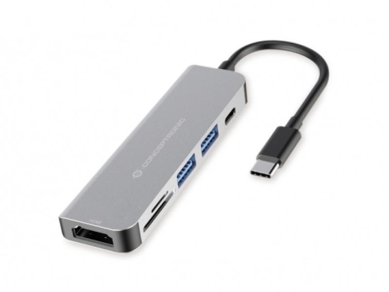 CONCEPTRONIC DONN02G 6-in-1 USB 3.2 Gen 1 Docking Station, USB 3.0 x 2, 60W USB PD, HDTV, SD, TF/MicroSD, 35.8 x 120 x 15 mm - Img 7