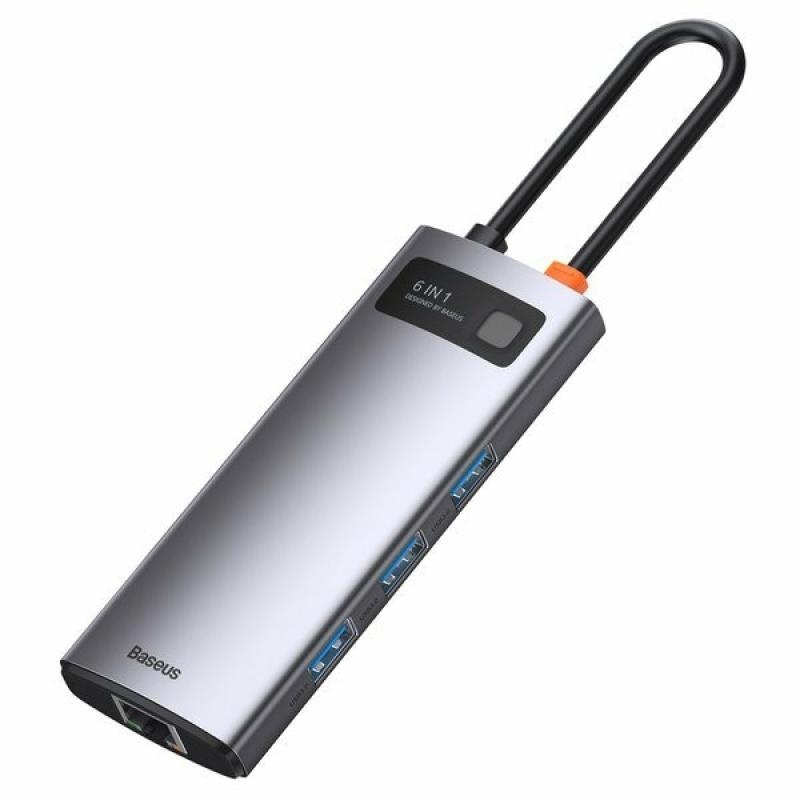 Docking Station Baseus Metal Gleam Series 5-in-1, conectare PC USB Type- C, USB 3.0 x 3, USB Type C x 1 PD 100W 5V / 9V / 14.5V / 20V 5A (Max.), HDMI x 1/4K/30Hz, gri - Img 9