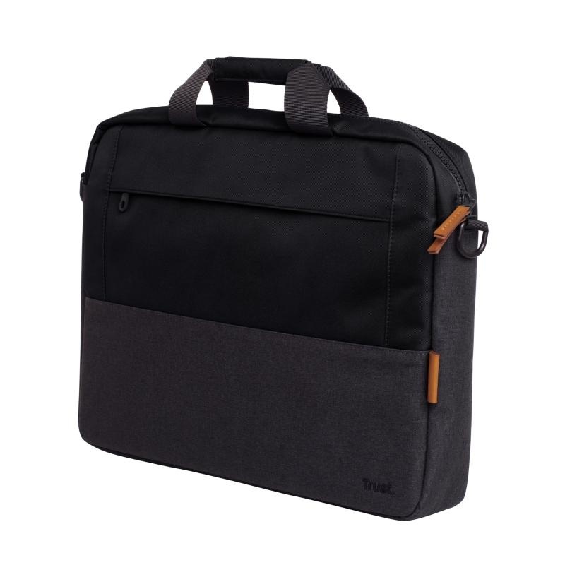 Geanta laptop Trust Lisboa, pentru laptopuri cu diagonala pana in 16",2 compartimente, material POM, RPET Polyester, RPET, volum 2.1 L, negru - Img 6