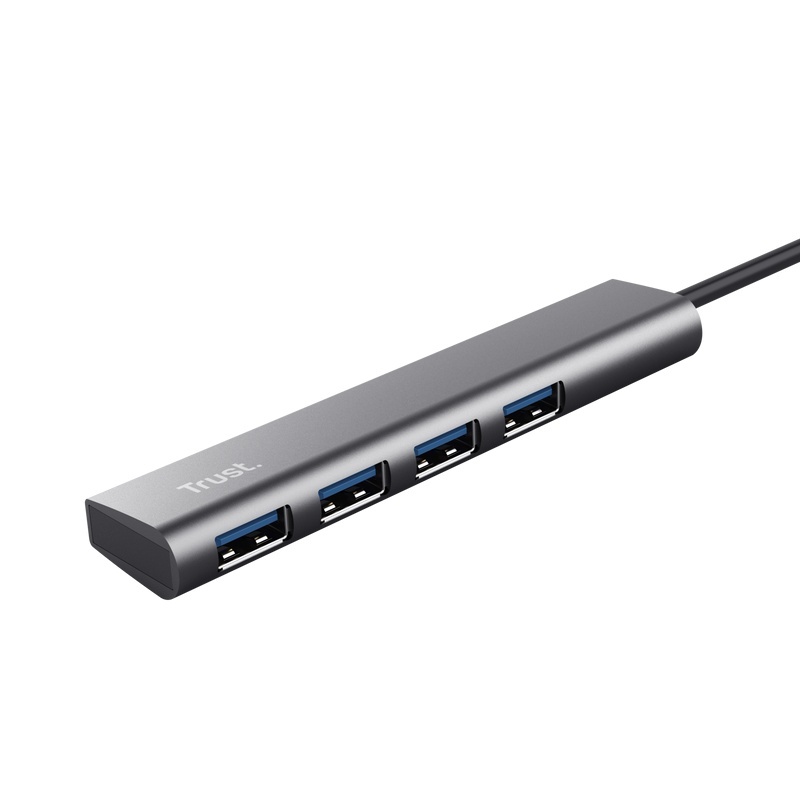 HUB USB Trust Halyx, USB-C la 4 x USB-A 3.2 Gen 1, dimensiune cablu 10cm, din aluminiu, argintiu - Img 3