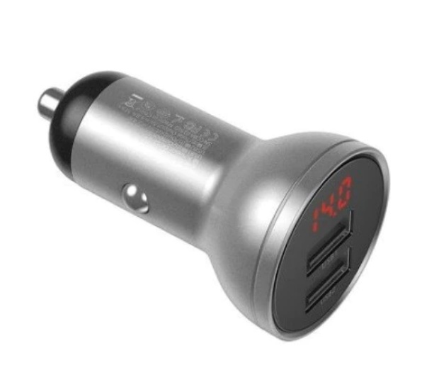 Incarcato auto Baseus Digital Display, 2 x USB Output 5V/4.8A, total output 24W, pt. bricheta auto, afisaj digital, argintiu - Img 2