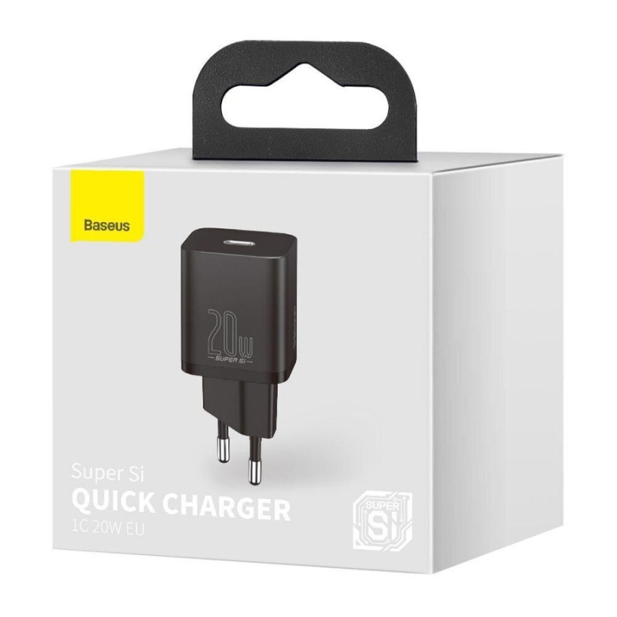 INCARCATOR retea Baseus Super Si, Quick Charge 20W, 1 x USB Type-C 5V/3A max, negru - Img 4