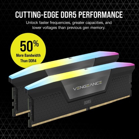 Memorie RAM CORSAIR VENGEANCE RGB 32GB (2x16) DDR5, 6000MHz, CL38, 1.35V, XMP 3.0, negru, Kit of 2 - Img 7