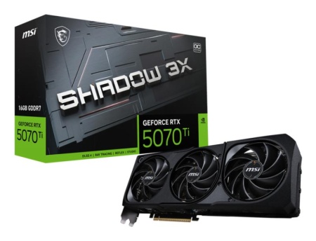 Placa Video MSI GEFORCE RTX 5070 TI 16G SHADOW 3X OC GDDR7 256 bit, PCIE 5.0, 3x DP 1x HDMI - Img 2