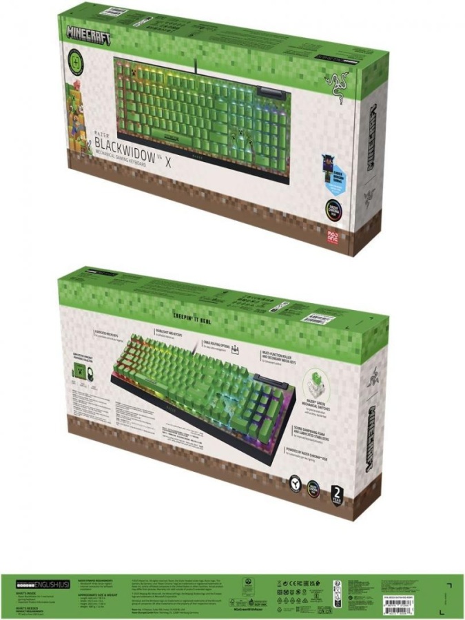 Tastatura mecanica gaming BlackWidow V4 X (Green Switch) - Minecraft Edition , layout US, taste ABS, layout US, cu 6 butoane customizabile, negru - Img 4