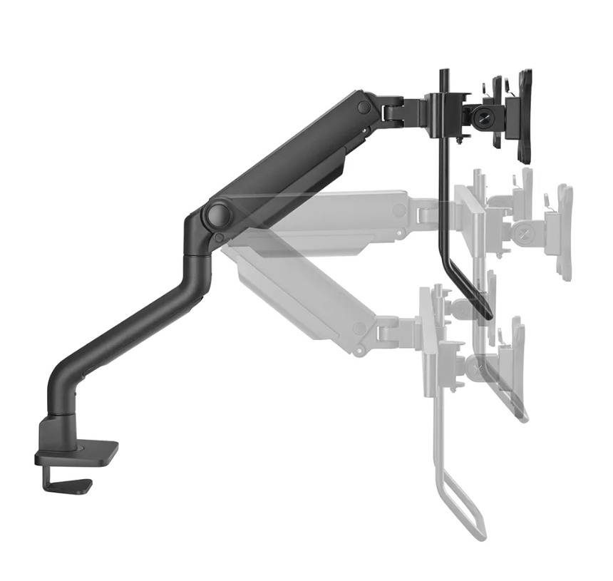 Brat dublu monitor Neomounts DS75S-950BL2; pentru display-uri cu diagonale 17"-32", sistem de prindere VESA 75x75~100x100, greutate maxima suportata 8 - per ecrankg, full motion, tilt 60°, swivel 90°, rotate 180°, distanta fata de perete 204-741mm; gas - Img 3