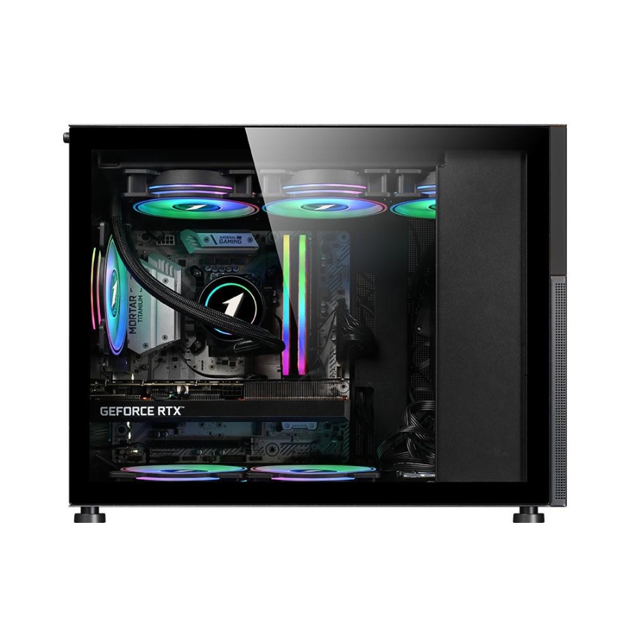 Carcasa 1stPlayer® MI6-EV, Micro-ATX, display 8 inches, 4 ventilatoare aRGB, negru - Img 2