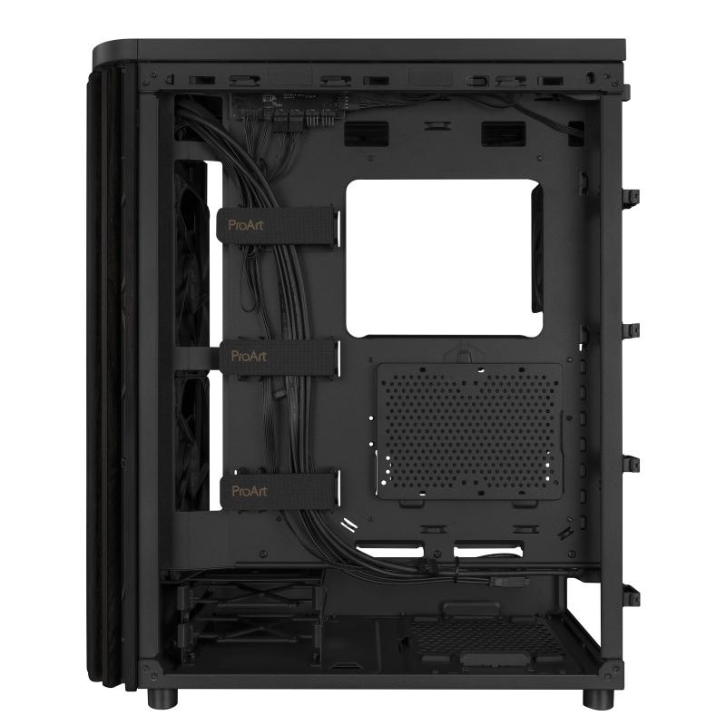 Carcasa ASUS PROART PA401 WOOD EDITION Mid Tower ARGB NEGRU, Tempered Glass, Sloturi Expansiune 7, Drive Bays: 2x3.5" 2x2.5"/3.5", Ventilatoare Suportate: 5 (spate: 1x120mm, fata: 2x140mm sau 2x160mm, sus: 2x120mm sau 2x140mm), Ventilatoare Incluse: 2 - Img 9