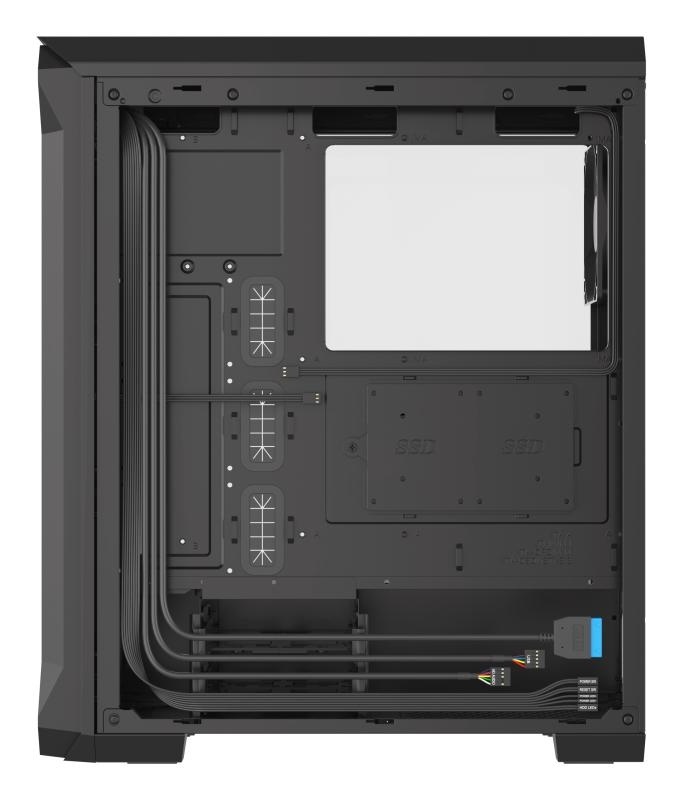 Carcasa GENESIS IRID 505 V2 Mid Tower NEGRU, Tempered Glass, Sloturi Expansiune 8, Drive Bays: 2x3.5" 7x2.5", Ventilatoare Suportate: 6 (spate: 1x120mm, fata: 3x120mm sau 2x140mm, sus: 2x120mm sau 2x140mm), Ventilatoare Incluse: 4 (2x120mm), Format Placa - Img 8