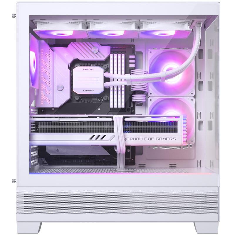 Carcasa PHANTEKS XT VIEW Mid Tower DRGB ALB, Tempered Glass, Sloturi Expansiune 7, Drive Bays: 2x 3,5" 5x2,5", Ventilatoare Suportate: 7 (spate: 1x120mm sau 1x140mm, sus: 3x120mm sau 2x140mm, Placa intermediara: 3x120mm ), Ventilatoare incluse: 3(fata: - Img 5