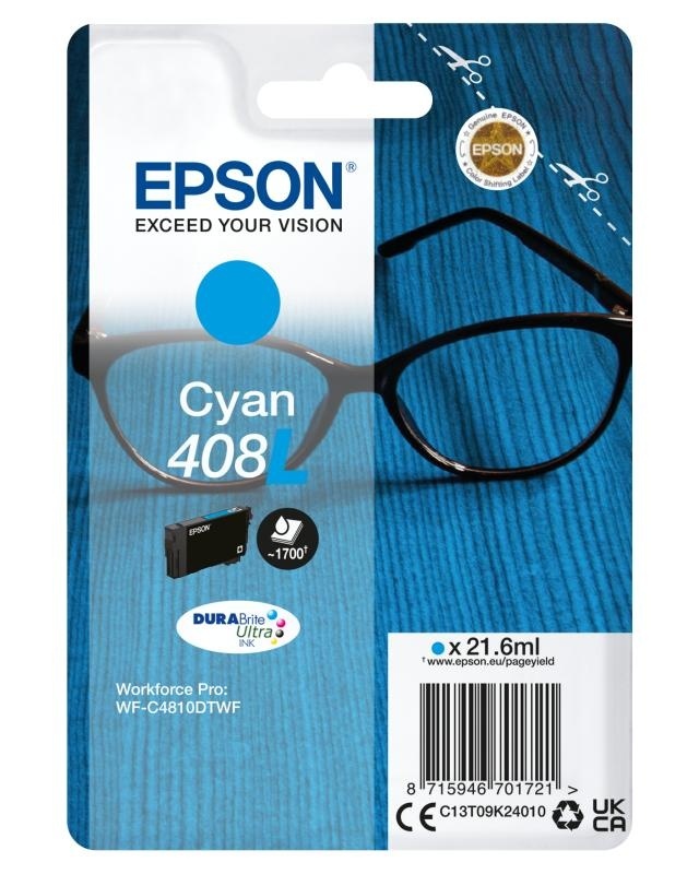 Cartus cerneala Epson 408L Ink Tank, Cyan, DuraBrite Ultra Ink,capacitate 21.6ml, 1.7k pagini, pentru WorkForce Pro WF-C4810DTWF. - Img 3