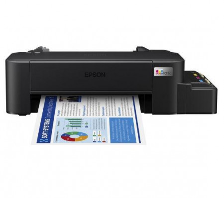 Imprimanta inkjet color CISS Epson L121, dimensiune A4, viteza max 9 ppm alb-negru, 4,8ppm color, rezolutie printer 720 x 720 DPI, alimentare hartie 50 coli, interfata: USB 2.0, consumabile: 4 x 70ml (Bk,C,Y,M) incluse, T6641, T6642, T6643, T6644 (70ml).