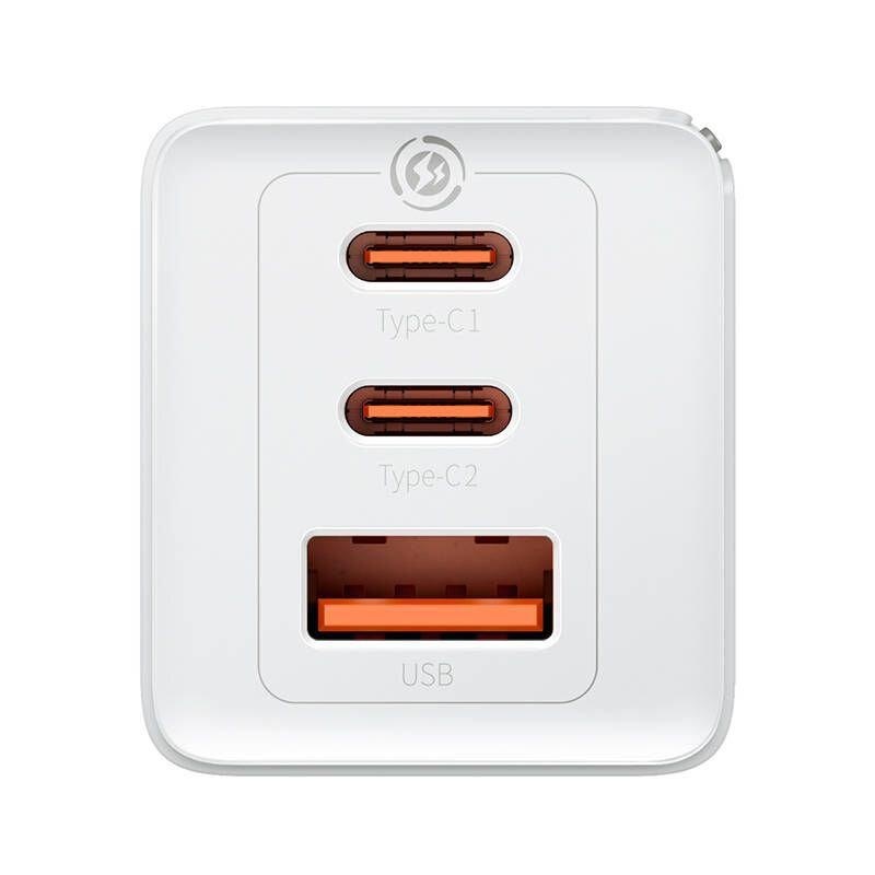 Incarcator retea Baseus GaN5 PRO, Quick Charge 65W, 2 porturi USB PD, 1 port USB Quick Charge, include cablu USB -C la USB-C de 100W, lungime 1m, alb - Img 2