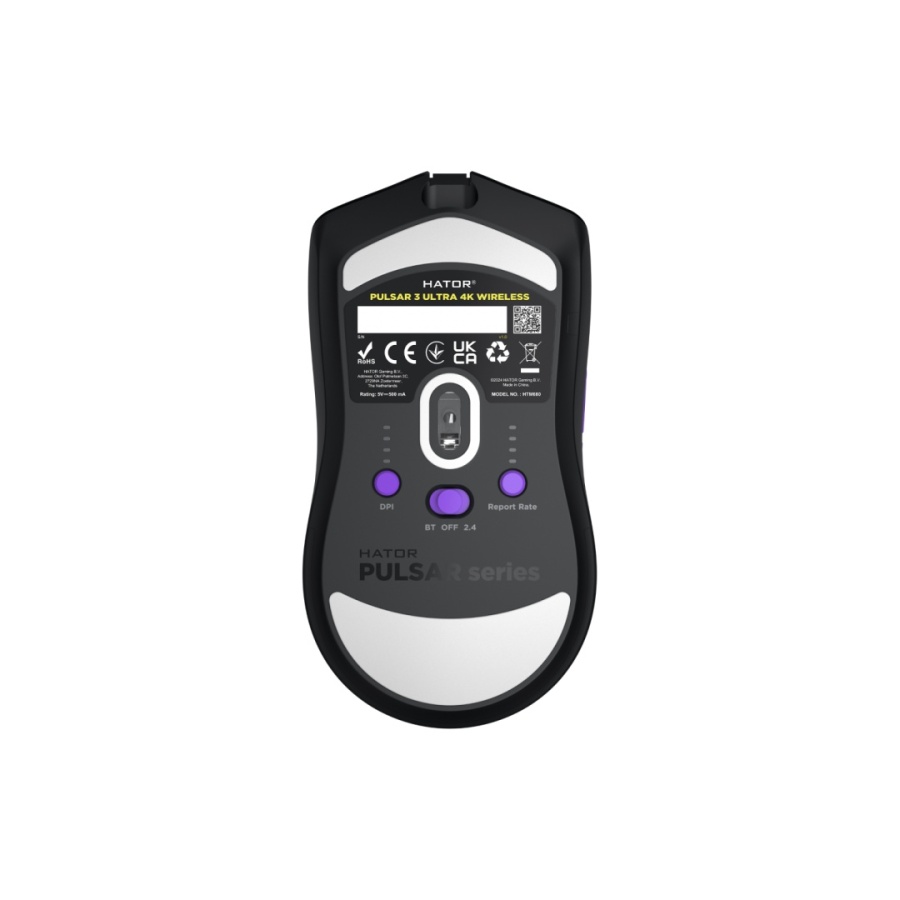 Mouse gaming wireless Hator Pulsar 3 ULTRA 8K+4K, polling rate pana la 8000Hz, senzor Optical PixArt PAW 3950, rezolutie maxima 30000 DPI, switch HATOR® Optical 100M, side switch Kailh 3M, durata de viata baterie in wireless mode pana la 180 de ore, negru - Img 5