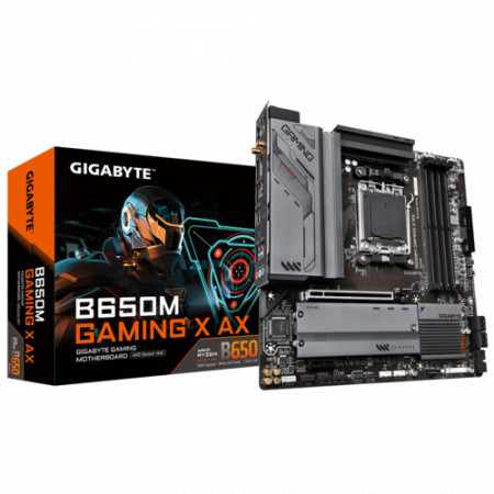 Placa de baza Gigabyte B650M GAMING X AX AM5 AMD Socket AM5：Supports AMD Ryzen™ 7000 Series Processors Unparalleled Performance：Direct 6+2+1 Phases Digital VRM Solution Dual Channel DDR5：4*SMD DIMMs with AMD EXPO™ & Intel® XMP Memory