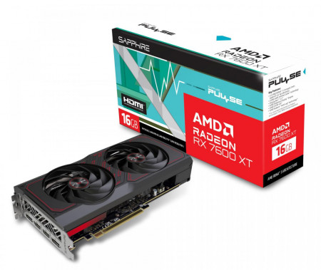 Placa Video SAPPHIRE PULSE AMD RADEON RX7600 XT 16GB GDDR6 128 bit, 2x HDMI 2x DP