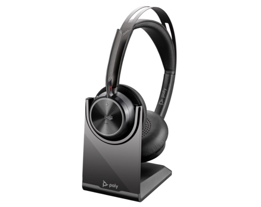Poly Voyager Focus 2 Microsoft Teams Certified USB-C-C Headset +USB-C/A Adapter +Charging Stand - Img 2