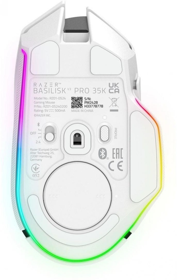 Razer Basilisk V3 Pro 35K, wireless, bluetooth, rezolutie maxima 35000 DPI, iluminare Razer Chroma™ RGB, senzor Focus Pro 35K Optical Sensor Gen-2, alb - Img 4