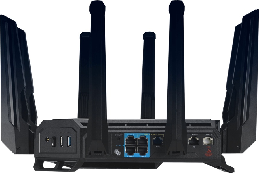 Router Asus Quad-Band ROG Rapture GT-BE98, WIFI-7, Standarde wireless: WiFi 6 (802.11ax), WiFi 7 (802.11be), IEEE 802.11a, IEEE 802.11b, IEEE 802.11g, IEEE 802.11n, IEEE 802.11ac, IPv4, IPv6, Segment Produs: BE25000, Viteza wireless: 1376+5764+5764+11529 - Img 2