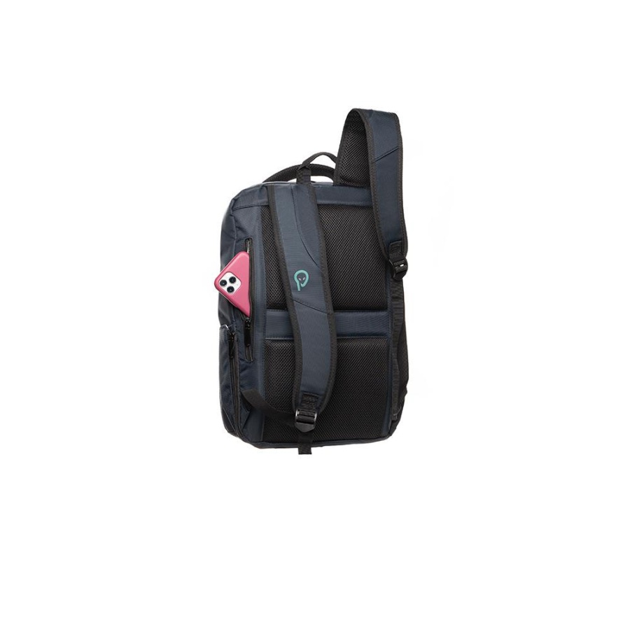 Rucsac Spacer pentru notebook de max. 15.6″, 1 compartiment, buzunar frontal x 2, buzunar lateral x 2, waterproof, poliester, albastru - Img 5