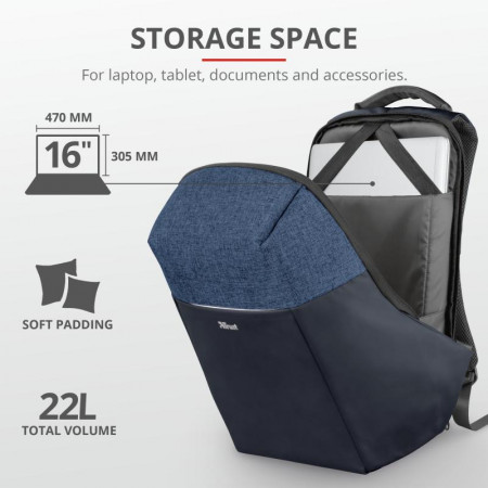 Rucsac Trust Nox Anti-theft Backpack 16" Blue - Img 8
