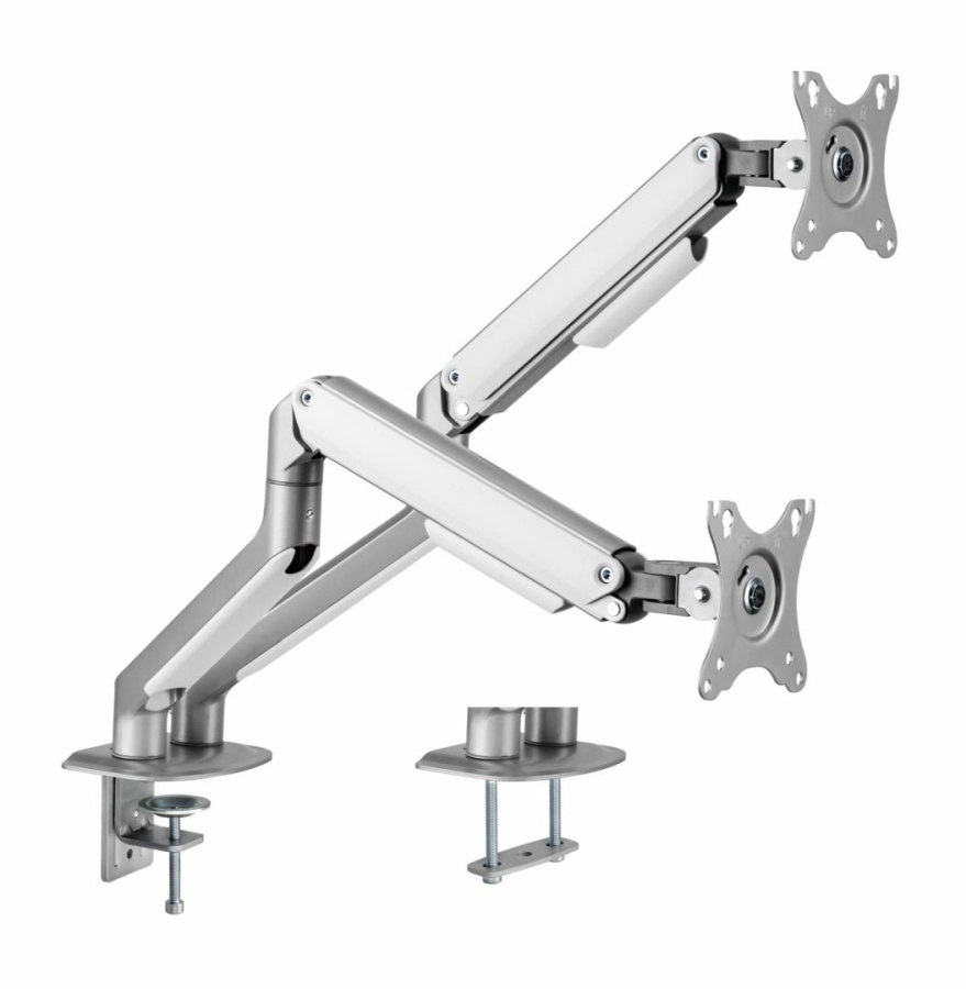 Suport 2 monitoare Serioux MM63-C024, arc cu gaz, compatibilitate dimensiune ecran 17"-32", greutate maximă suportata: (per ecran): 2~ 9kg, VESA: 75x75, 100x100, inclinare: +55°~-55°, pivotare: +90°~-90°, rotația ecranului: +180°~-180° - Img 2