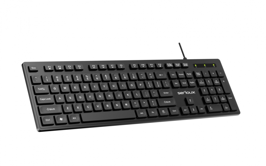Tastatura Serioux cu fir, interfata USB, 104 taste, material ABS, US Layout, lungime cablu 1.5m PVC, dimensiuni 429*128*20mm; 416g, negru - Img 4