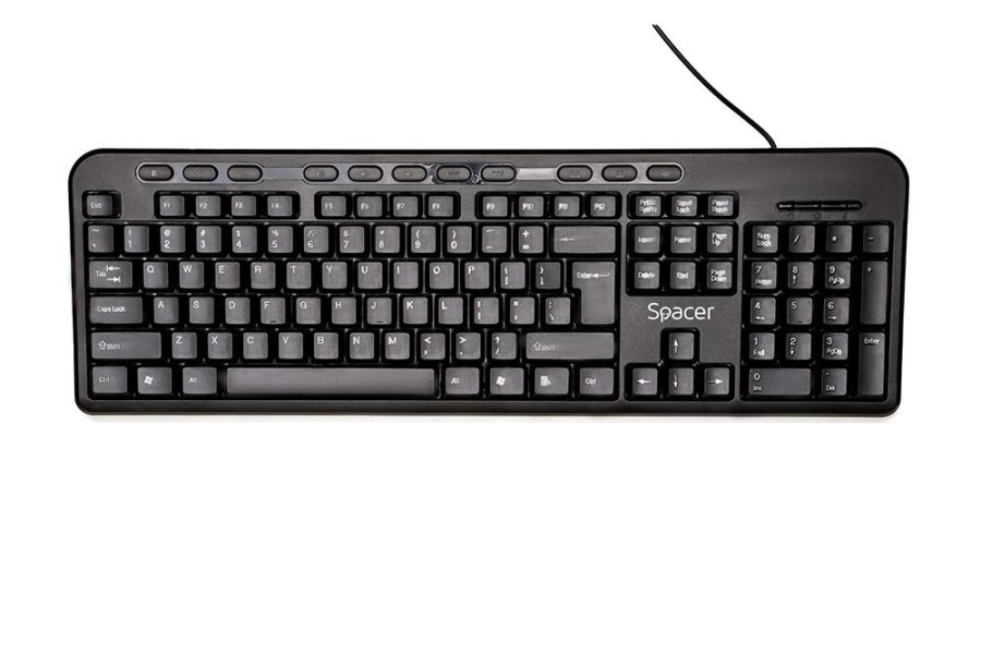Tastatura Spacer SPKB-169 cu fir, USB, multimedia, 104 taste + 11 taste multimedia, anti-spill, negru - Img 2