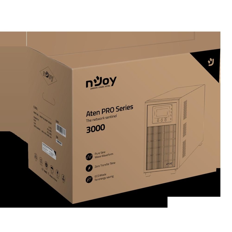 UPS nJoy Aten PRO 3000, 3000VA/2700W, On-line, LCD Display, 4 Prize Schuko cu Protectie, Management, Tower, Dubla conversie, Frequency Range 40Hz ~ 70 Hz, Connection port RS232 / USB / Intelligent Port, Dimensiuni: 421 x 190 x 318 mm, Greutate: 27.6 kg - Img 6