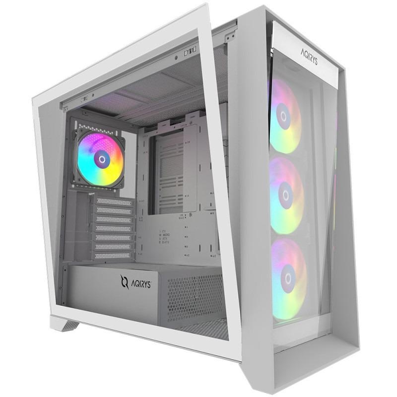 Carcasa AQIRYS XO-1 Mid Tower ARGB ALB, Tempered Glass, Sloturi Expansiune 7, Drive Bays: 3x3.5" 3x2.5", Ventilatoare Suportate: 14 (spate: 1x120mm, fata: 3x120mm sau 2x140mm, sus: 3x120mm sau 2x140mm, lateral: 3x120mm sau 2x140mm, jos: 1x120mm sau - Img 3