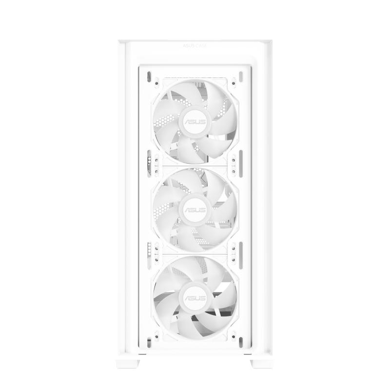 Carcasa ASUS A21 PLUS Mid Tower ARGB ALB, Tempered Glass, Sloturi Expansiune 5, Drive Bays: 2x3.5" sau 2x2.5" 1x2.5", Ventilatoare Suportate: 7 (spate: 1x120mm, fata: 3x120mm sau 2x140mm, sus: 3x120mm sau 2x140mm), Ventilatoare Incluse: 4 (spate: - Img 7