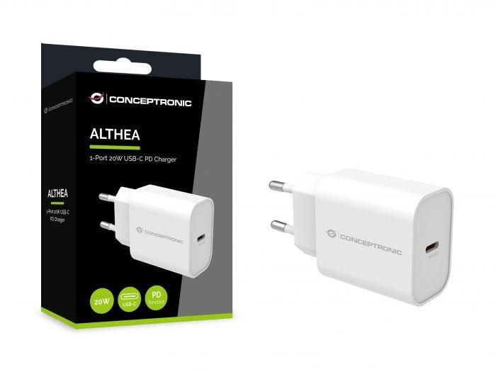 CONCEPTRONIC ALTHEA07W 1-Port 20W USB-C PD Charger, 40.2 x 43.5 x 26 mm - Img 2
