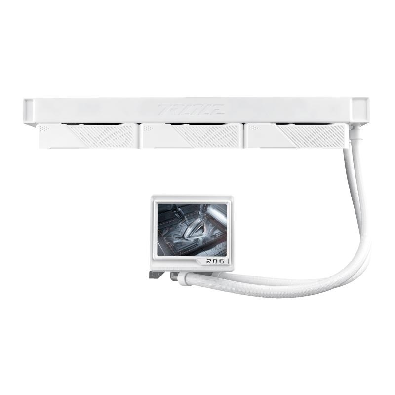 Cooler Procesor ASUS ROG RYUJIN III 360 ARGB EXTREME ALB, marime radiator 399.5mm, 3 ventilatoare ARGB, Viteza ventilatoare 2800 RPM +/- 10%, Viteza pompa: 5100 +/- 10%, Suport AMD: AM4, AM5, suport INTEL: LGA 115x/1200/1700/1851, Airflow: 89.73 CFM, - Img 6