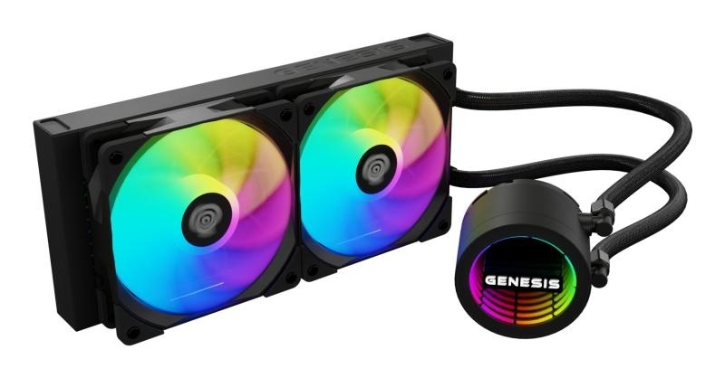 Cooler Procesor GENESIS HYDRIA 240 ARGB NEGRU, dimensiune radiator 276x120x27mm, 2 ventilatoare ARGB, Viteza ventilatoare: 500-1550 RPM, Airflow ventilatoare: 80 CFM, Suport AMD: AM4/AM5, suport INTEL: LGA 1151/1156/1150/1200/1700/1851 - Img 5