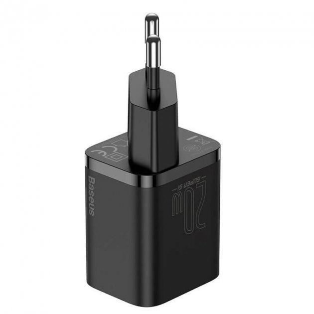 INCARCATOR retea Baseus Super Si, Quick Charge 20W, 1 x USB Type-C 5V/3A max, include cablu USB Type-C la Lightning Iphone 1m, negru - Img 3